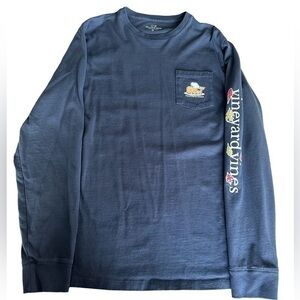 Vineyard Vines Long Sleeve Thanksgiving T-Shirt - Youth Size XL - Navy Blue